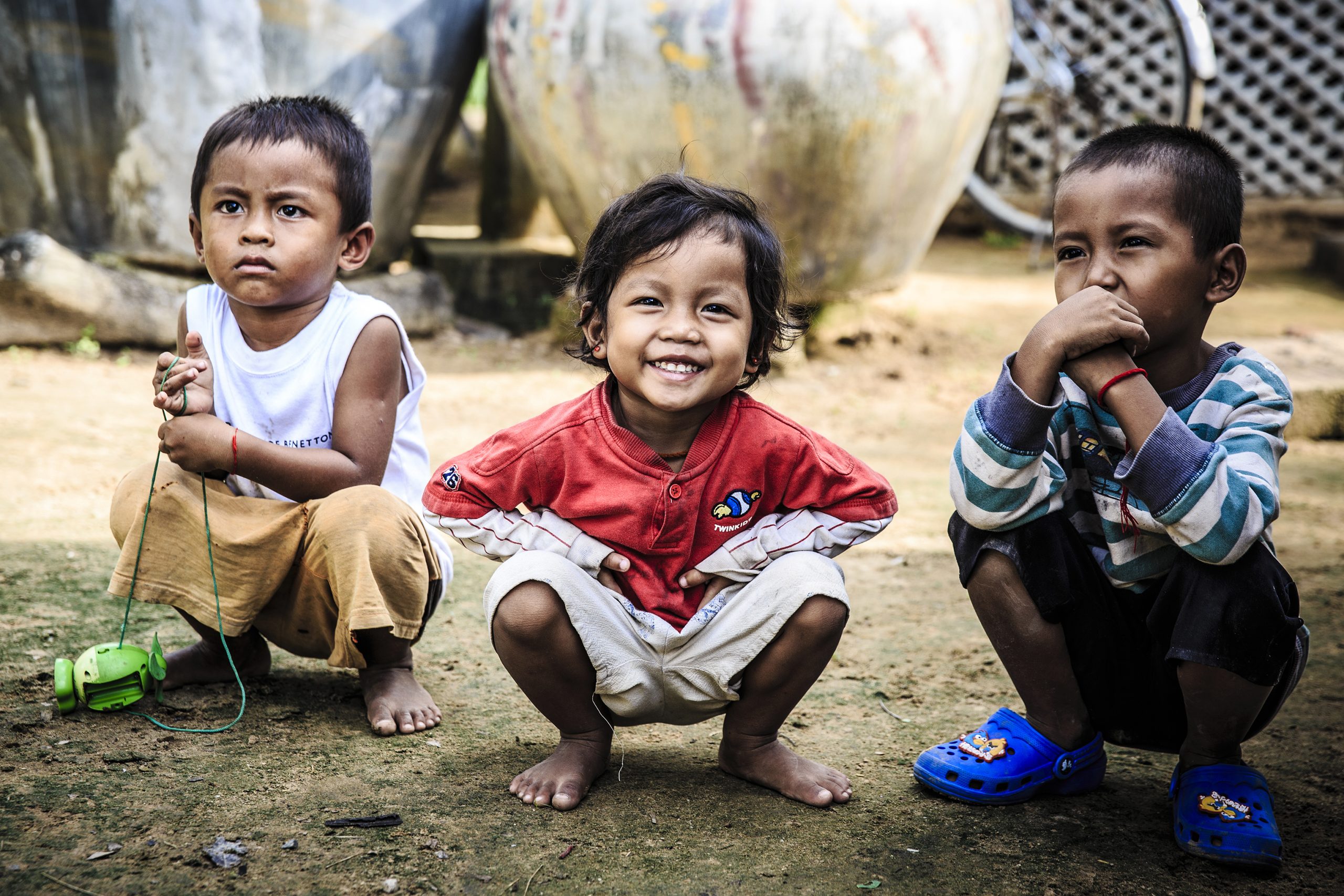 Children playing and smiling