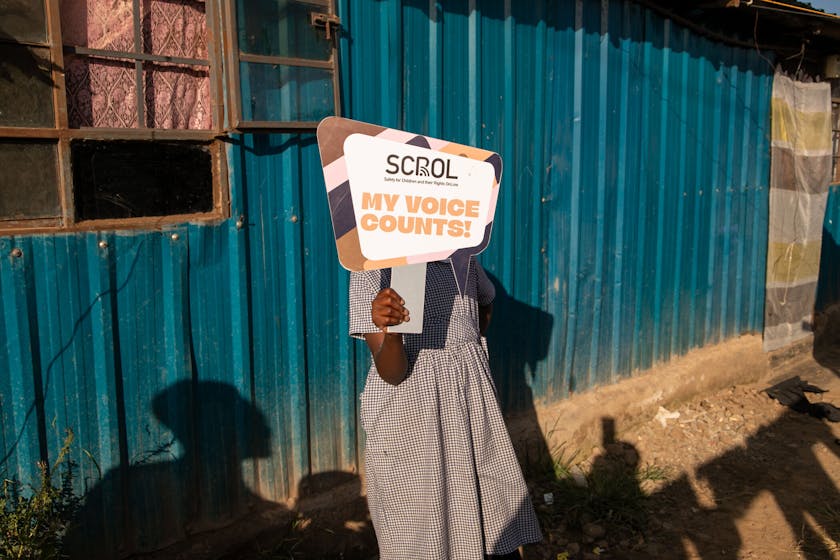 Angelina is actief in de SCROL-kinderrechtenclub op school.