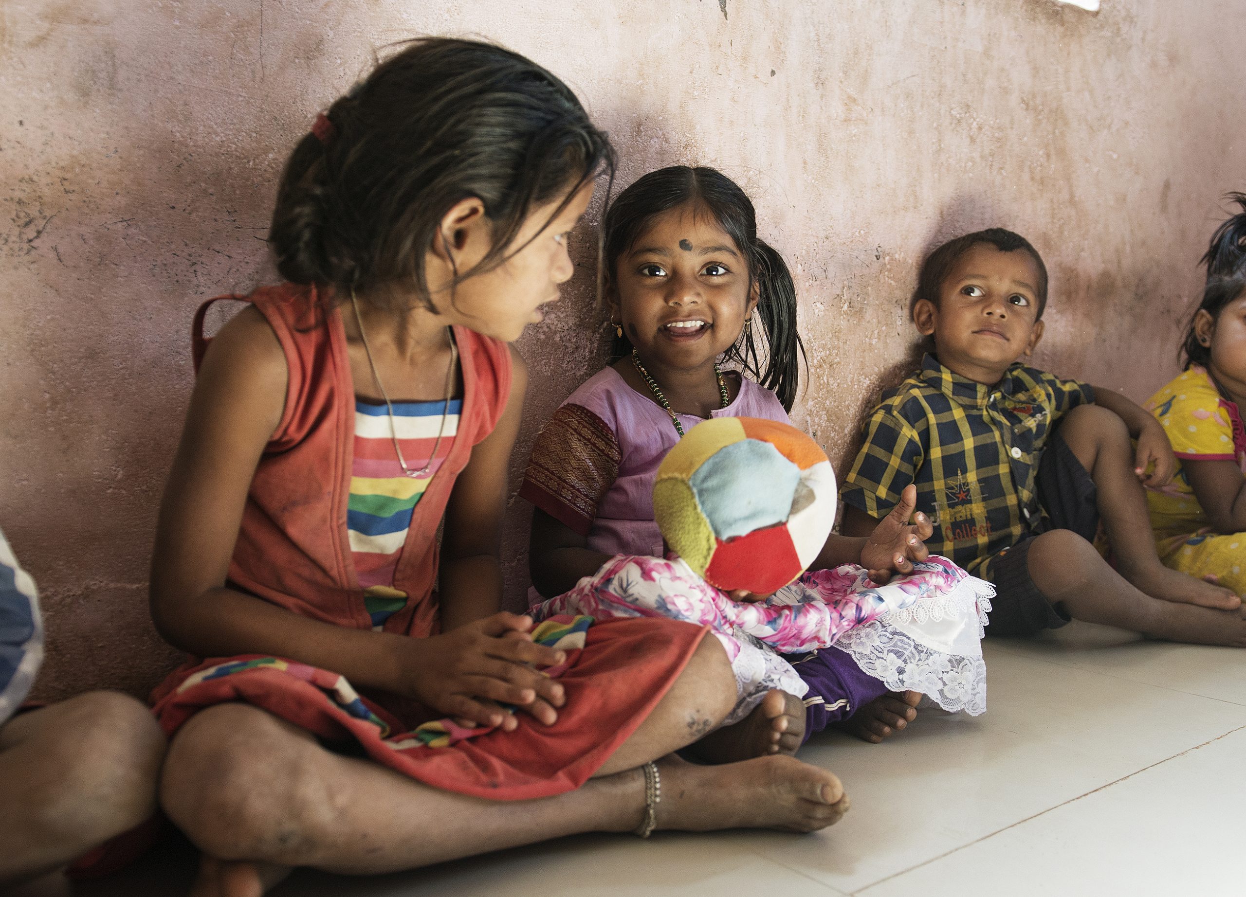 Children playing with a ball